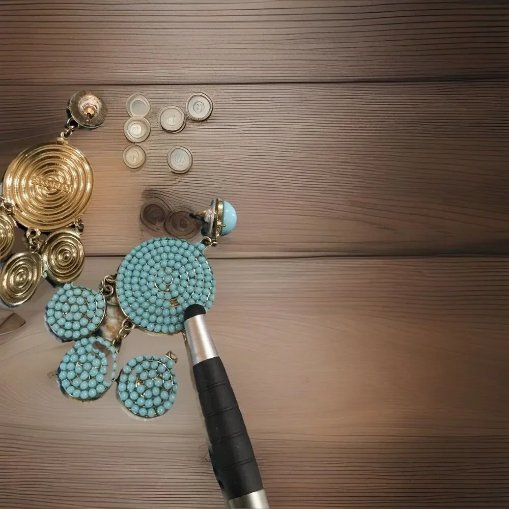 SUGARFIX by BaubleBar Turquoise‎ Beaded Chandelier Drop Earrings Gold Tone Boho